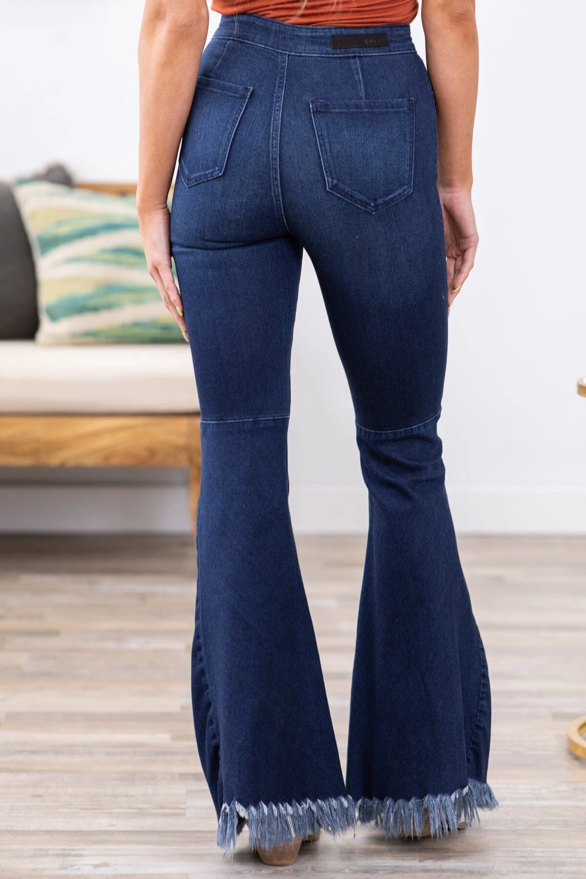 Cello High Rise Fray Hem Flare Jeans - Image 5