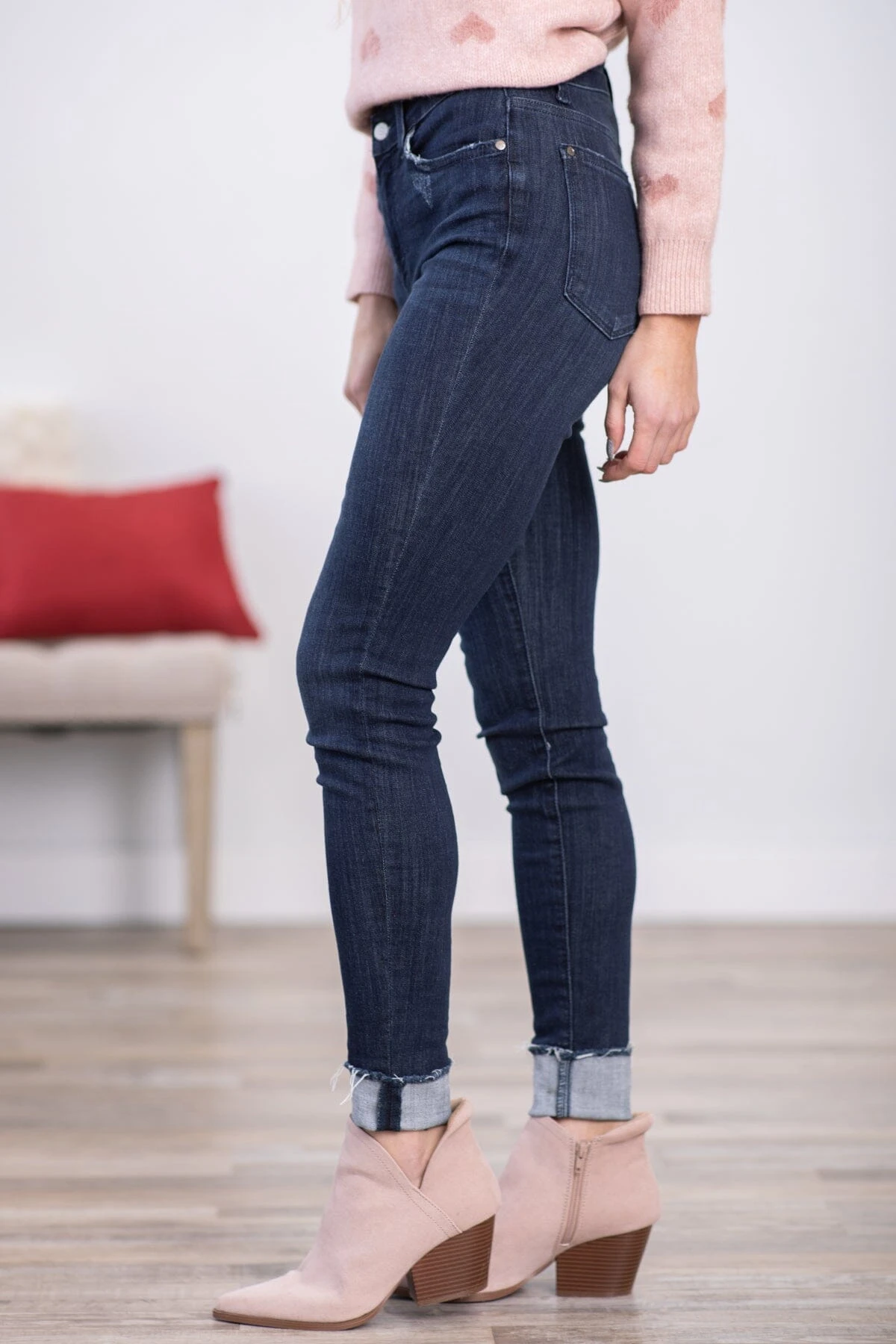 Judy Blue Dark Wash Cuffed Skinny Jeans - Image 3