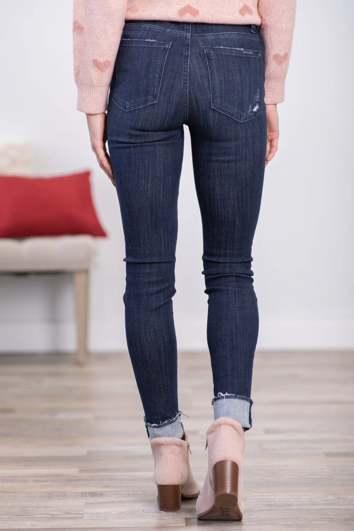 Judy Blue Dark Wash Cuffed Skinny Jeans - Image 4