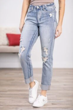 Judy Blue Double Cuff Boyfriend Jeans