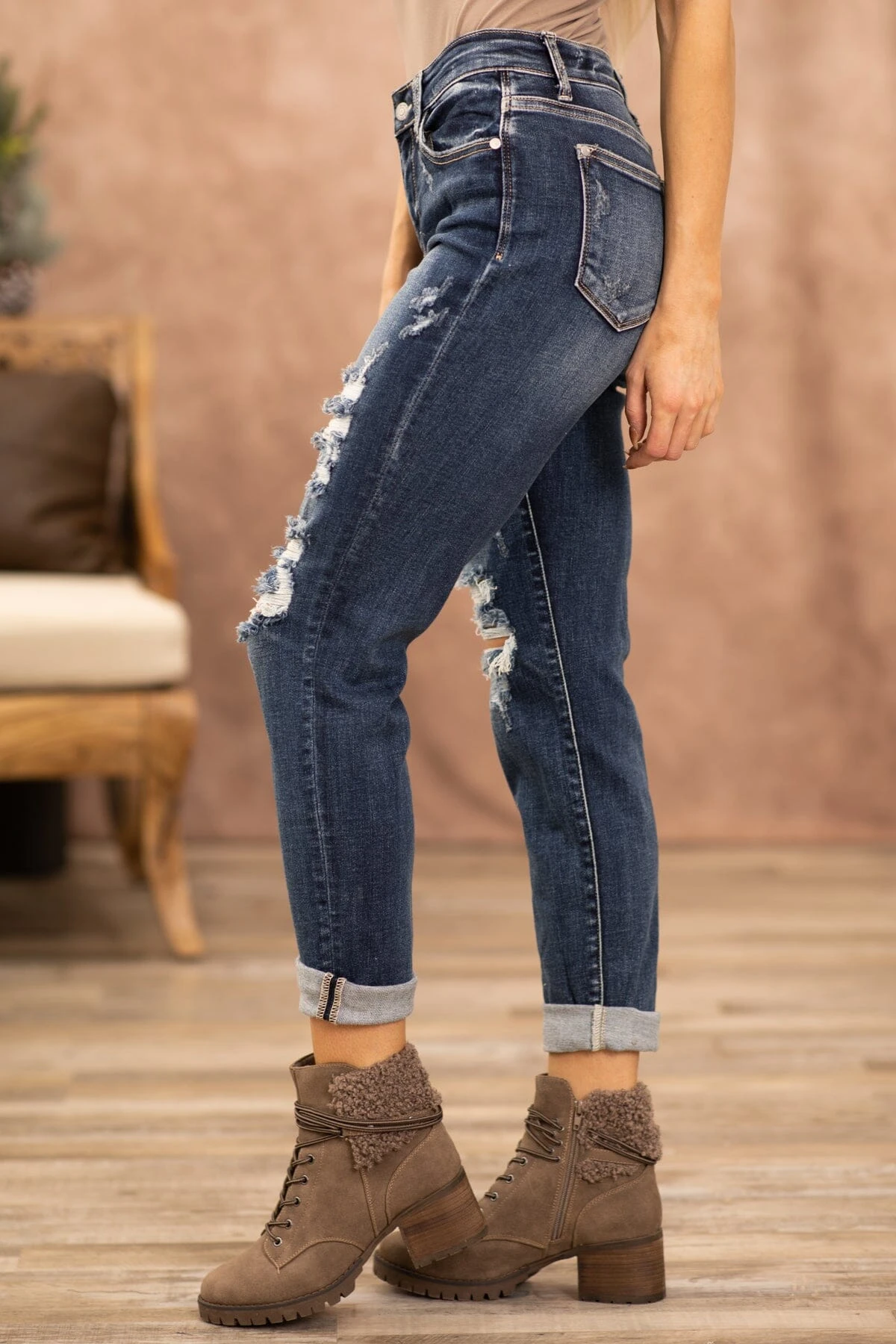Judy Blue Mid Rise Cuffed Boyfriend Jeans - Image 3