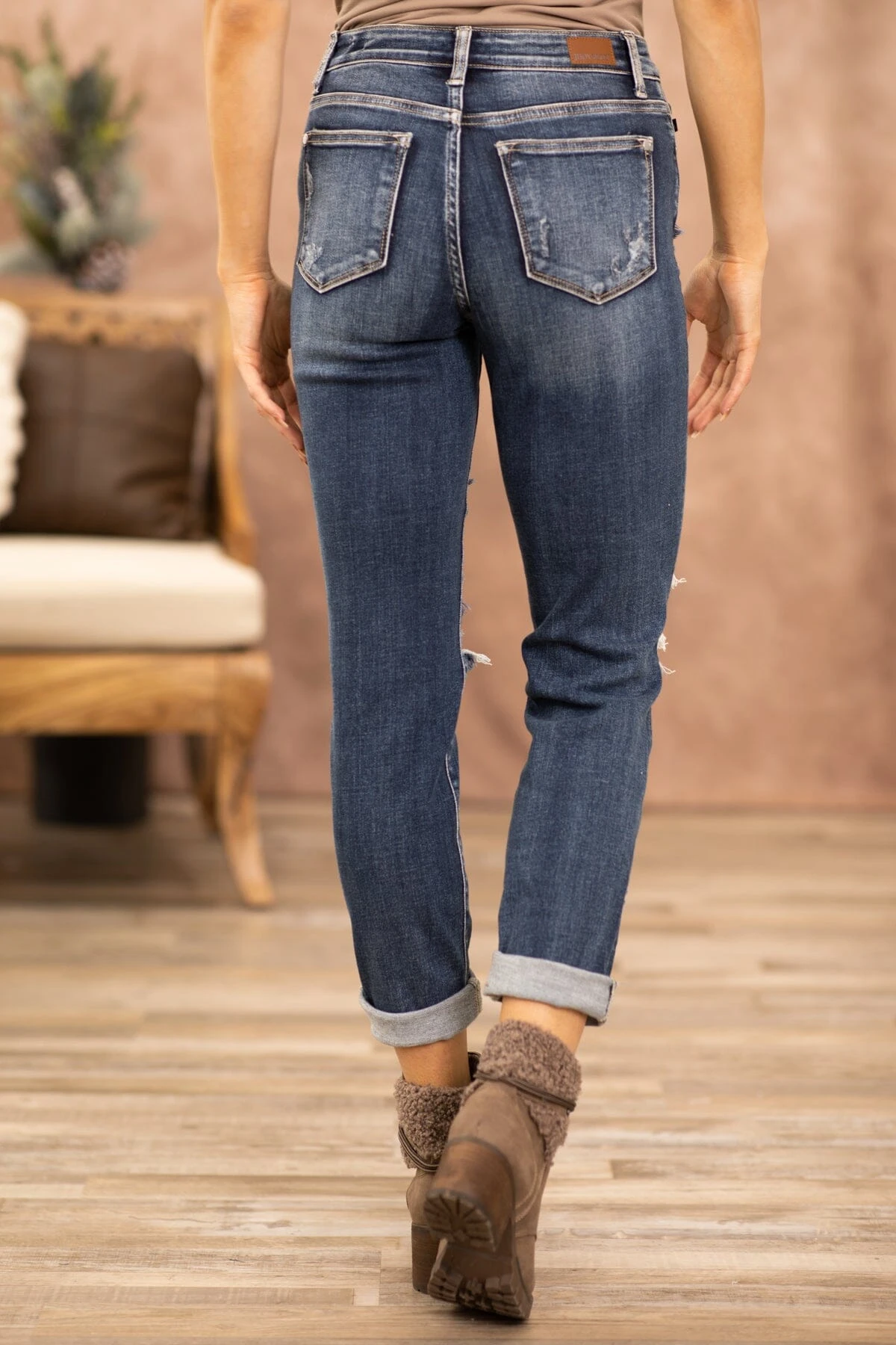 Judy Blue Mid Rise Cuffed Boyfriend Jeans - Image 4
